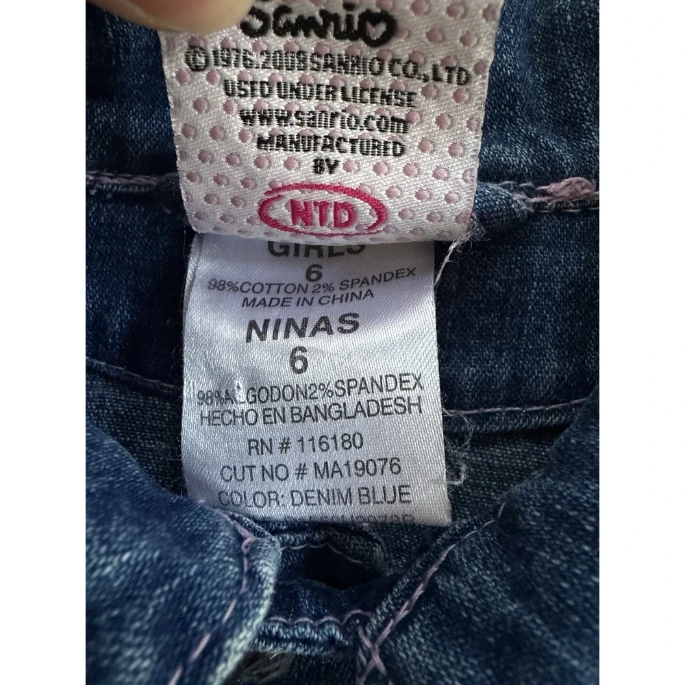 Hello Kitty Denim Jacket Girls Size 6 Sanrio Embroidered Patches Bling Buttons